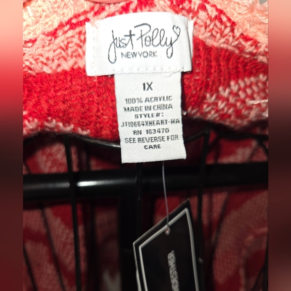 NWT Just Polly JUNIOR Heart Distressed Sweater - Picture 7 of 7